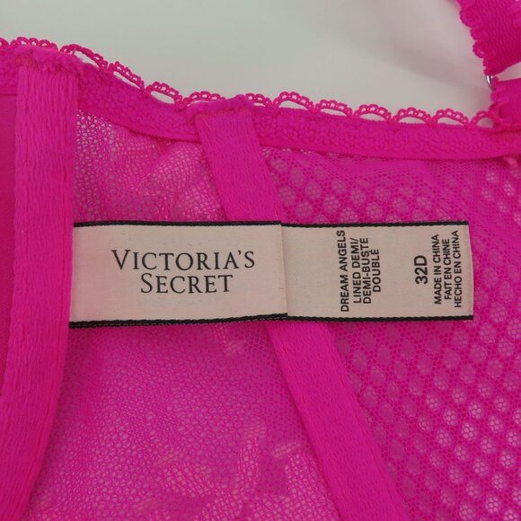 Victorias Secret 32D Dream Angels Lined Demi Underwire Pink Lace Corset Bra - Picture 11 of 15